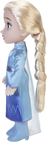Disney Frozen 2 Elsa Travel Doll, 35 cm docka med kultfilminspirerad klänning, stövlar och långt flätat hår för extra lektid, för tjejer från 3 år och uppåt