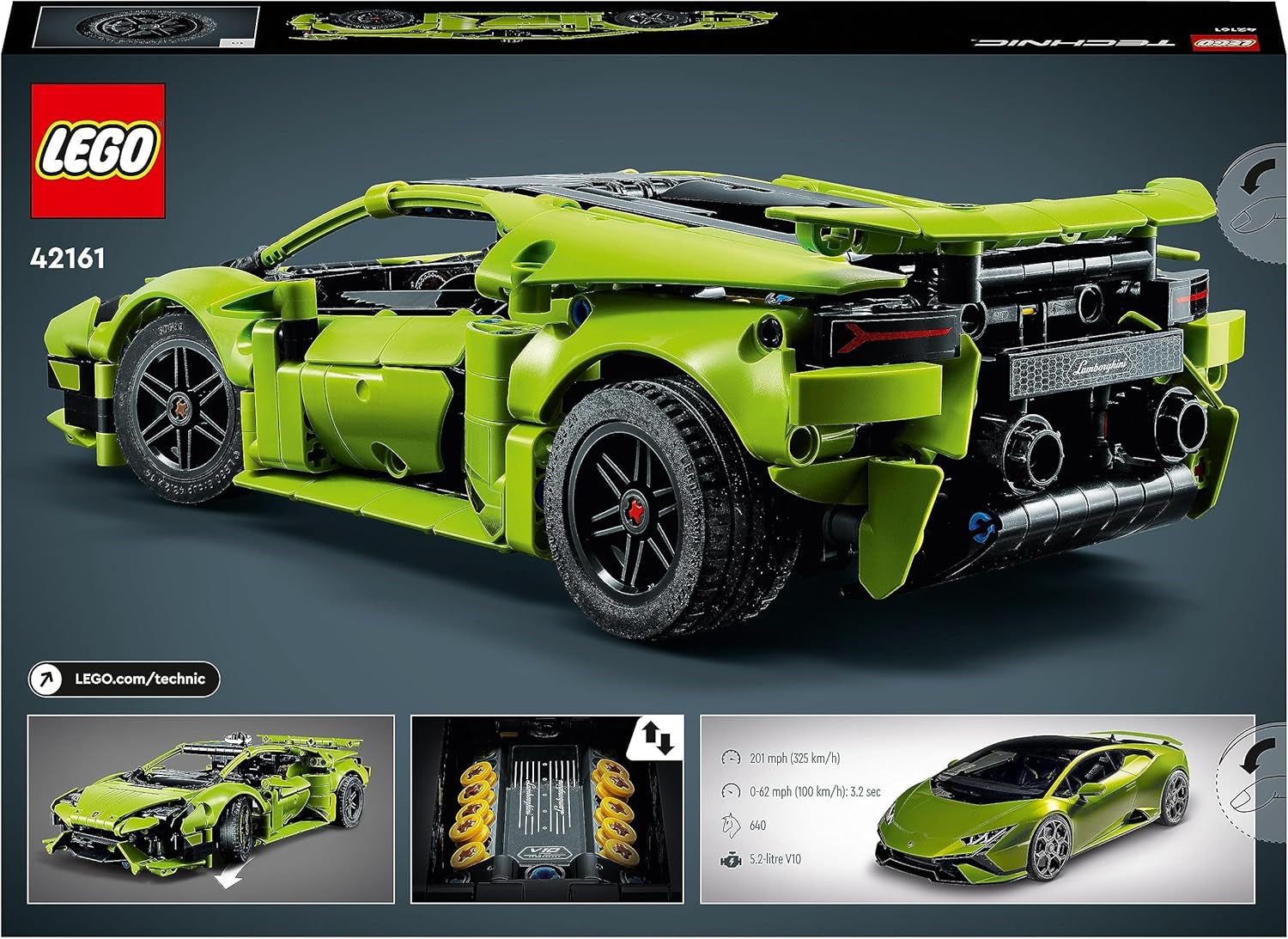 LEGO 42161 Technic Lamborghini Huracán Tecnica Leksaksbilmodellsats Racingbilsbyggsats för barn Pojkar Flickor Motorsportfans Collection Presentbyggset Besuche den LEGO-Store