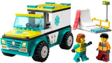 LEGO City Ambulans och Snowboardåkare, Ambulanslekset med leksaksbil och 2 minifigurer, Snowboardåkare och Paramedic Figur, fantasifull present till pojkar och flickor från 4 år 60403 Byggset Besuche den LEGO-Store