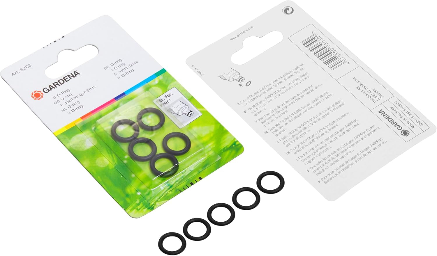 Gardena Ring Packning: Mångsidig tätningspackning för anslutning av alla original Gardena-beslag såsom duschmunstycken och sprinkler (5303-20)