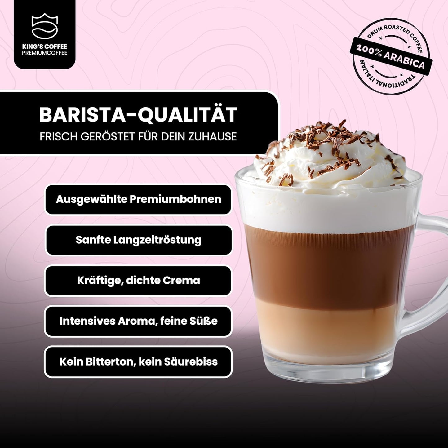 KING'S COFFEE - WHITE EDITION - lätt blandning 100% Arabica från Etiopien, Mexiko, Peru och Tanzania - liten sats rostning i Italien - hela espressobönor för portafiltermaskiner - 1 kg