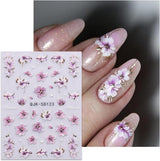 JMEOWIO 3D Nagelsticker Blumen Nail Art Sticker Selbstklebend Nagelaufkleber 5D Stereoskopisk Frühling Sommer Dekoration Nageldesign Zubehör 4 Blatt