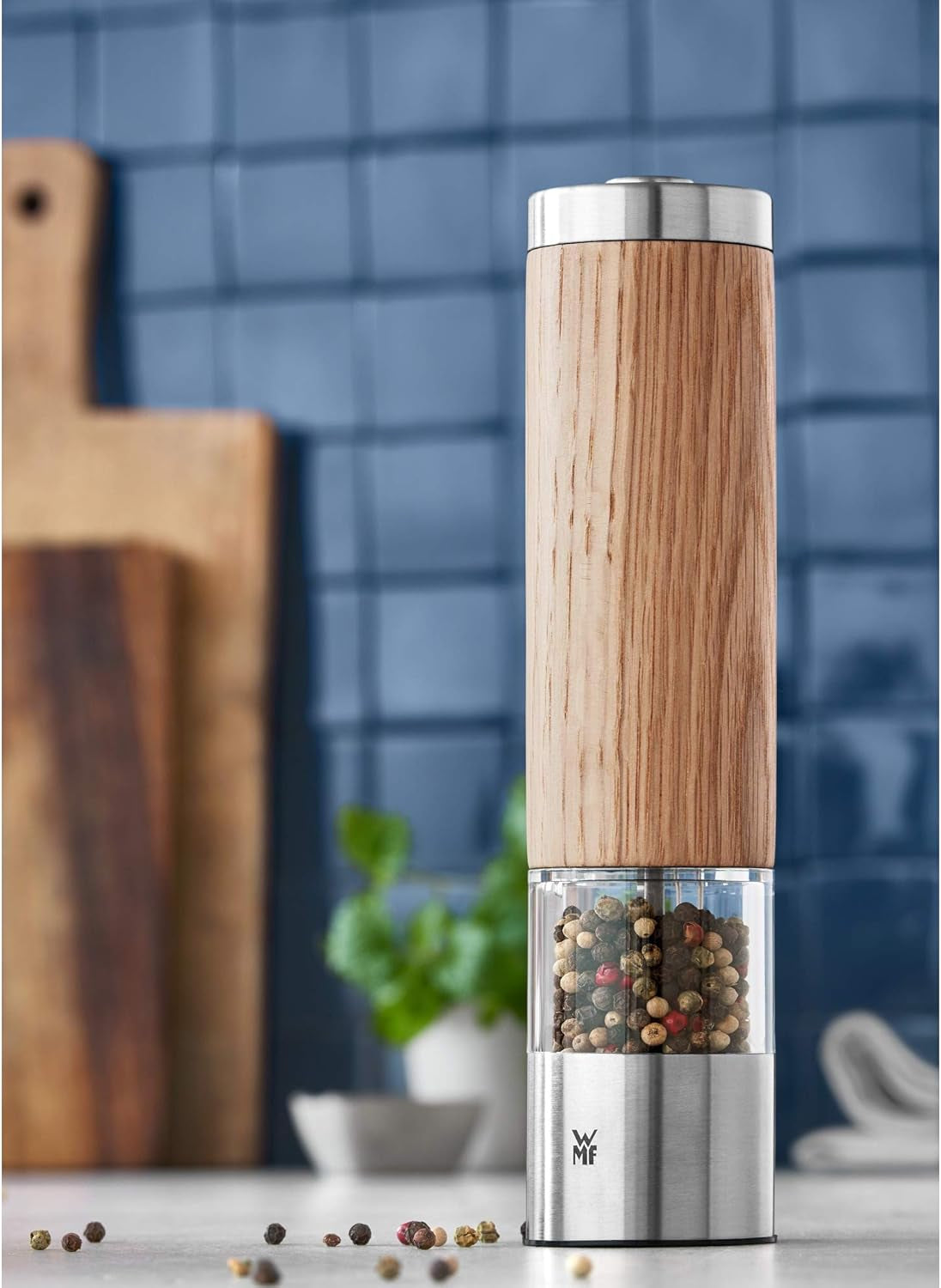 WMF Ceramill Oakwood Cromargan set, elektrisk kvarn och Gourmet For The Kitchen skål set 4 delar Grinders and Slicers Naty Shop
