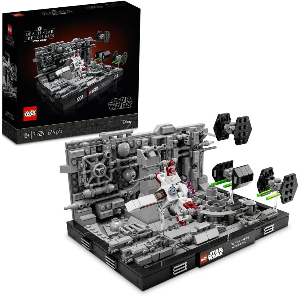 LEGO 75329 Star Wars Death Star Trench Run Diorama Set Luke Skywalkers X-Wing Vuxenmodell Kit A New Hope Fan Merchandise Rum Dekoration Present Byggset Besuche den LEGO-Store Singel