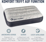 Sea to Summit - Eros dunkudde L - Ultralätt och uppblåsbar - 10D-material - Premium dunkudde - Halkfri - För vandring och camping - 42 X 28 X 12 Cm - Grå - 95 G Naty Shop-resekuddar