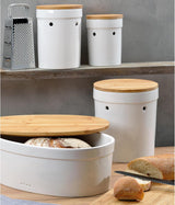 FPA brödlåda med ventilationshål, keramisk brödlåda, SALENA, brödskål, vit, 36,5 x 23,5 x 14 cm Matförvaringslådor Naty Shop