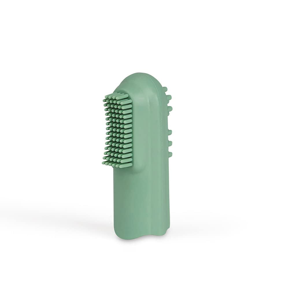 Ekologiskt naturgummi Tandring för spädbarn massagegummi BPA-fritt mjukt främjar finmotorisk dinosauriedesign (639-V1) Fingertandborste av naturgummi