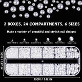 12 Größen Nail Art Perlen, Flache Perlen, Nail Art Accessoires, Halbkreis Nagelperlen, Weiße Nail Charms Und Glitzersteine ​​Nägel Für Nail Art Design, DIY Basteln, Alltag, Hochzeit (2 lådor)