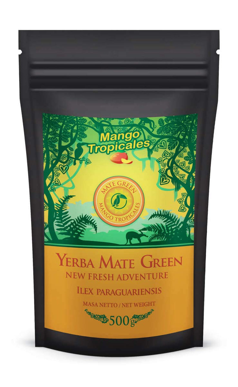 Yerba Mate Te Set ● Mango Tropicales Mate Tea 500G ● Mate Te Set 4X25G ● Mate Te med frukt ● Yerba Mate Te med Mango, Ananas, Citron