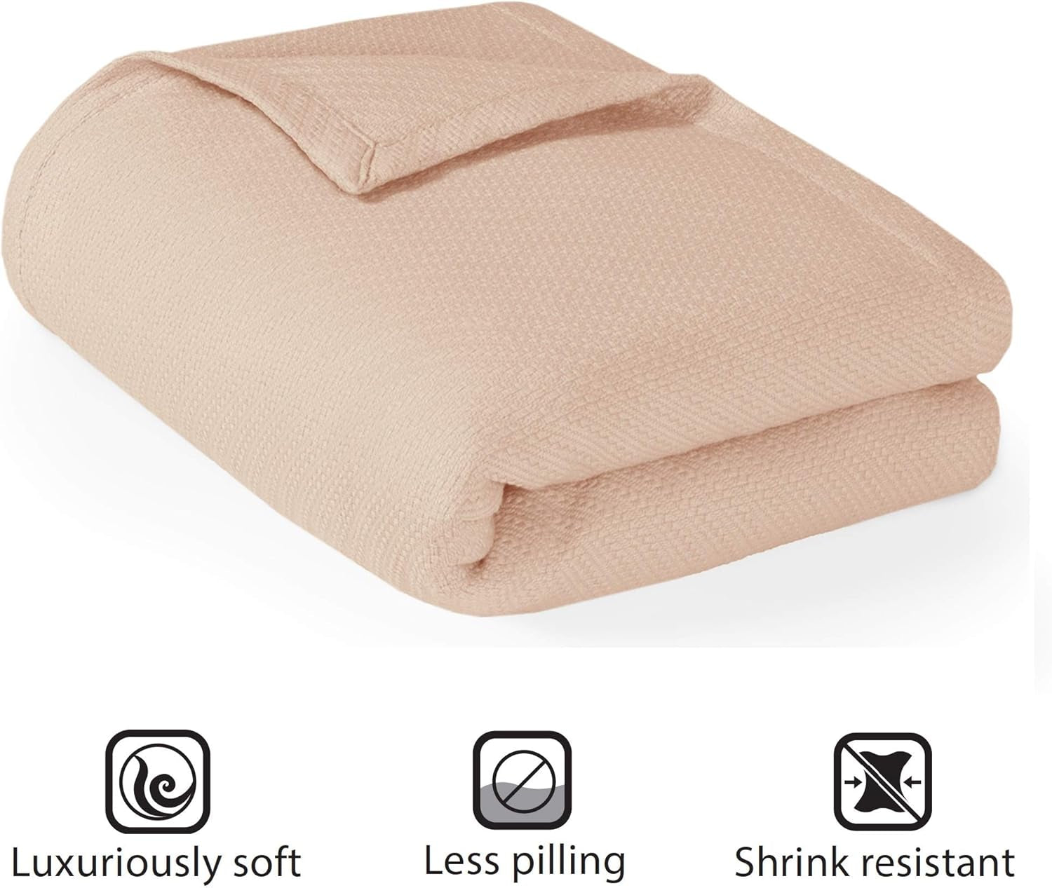 Madison Park Lyxig flytande bomull Hög kvalitet Mjuk Bekväm 100 % ringspunnen bomullsfilt för säng Soffa eller soffa Blush Full/Drottning täcken & täcken Naty Shop