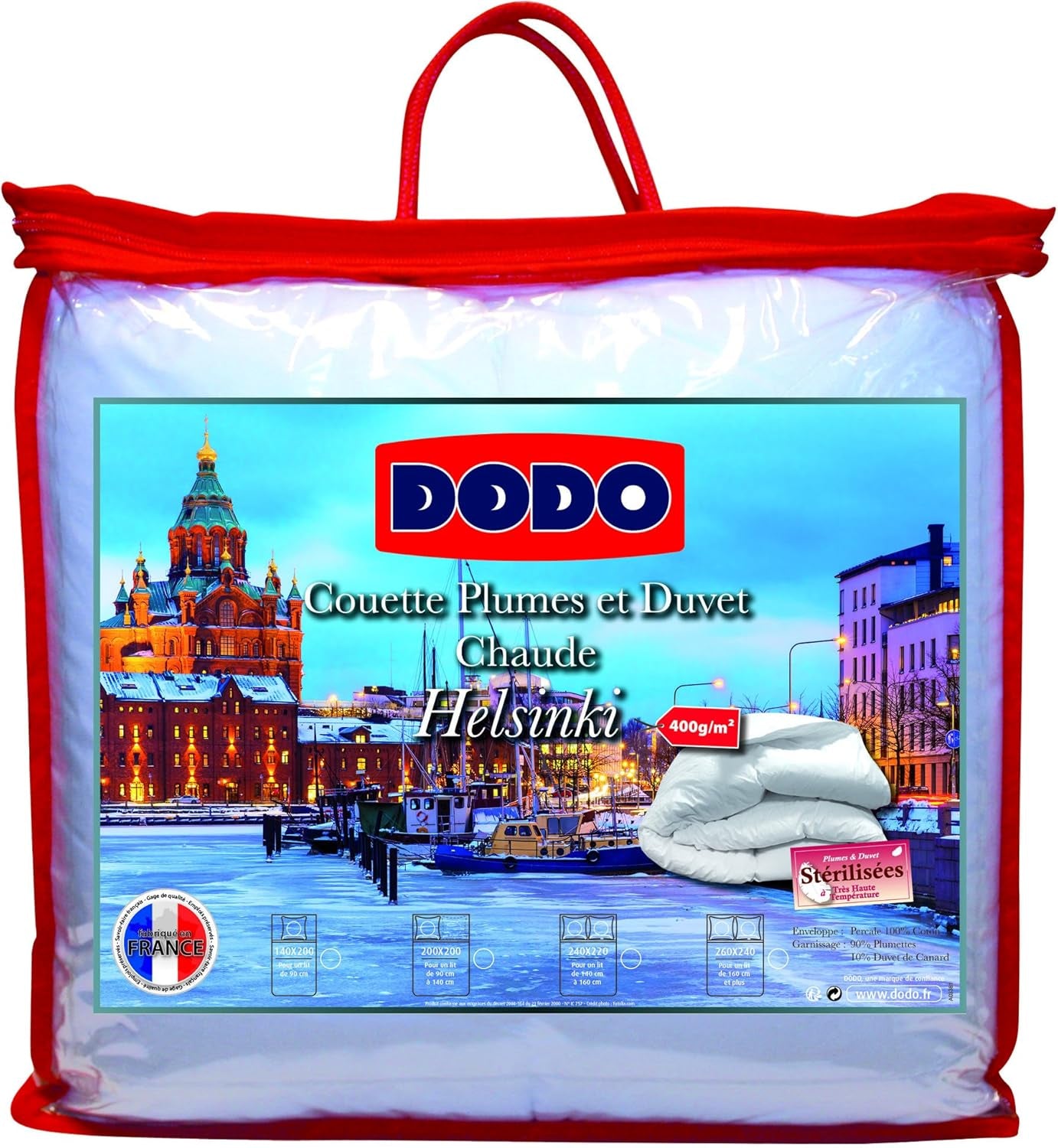 DODO 40381220 Helsingforsfilt, yttermaterial av percalbomull, ankdun/läderfyllning, 240 Cm 220 Cm, vita Täcken och täcken Naty Shop