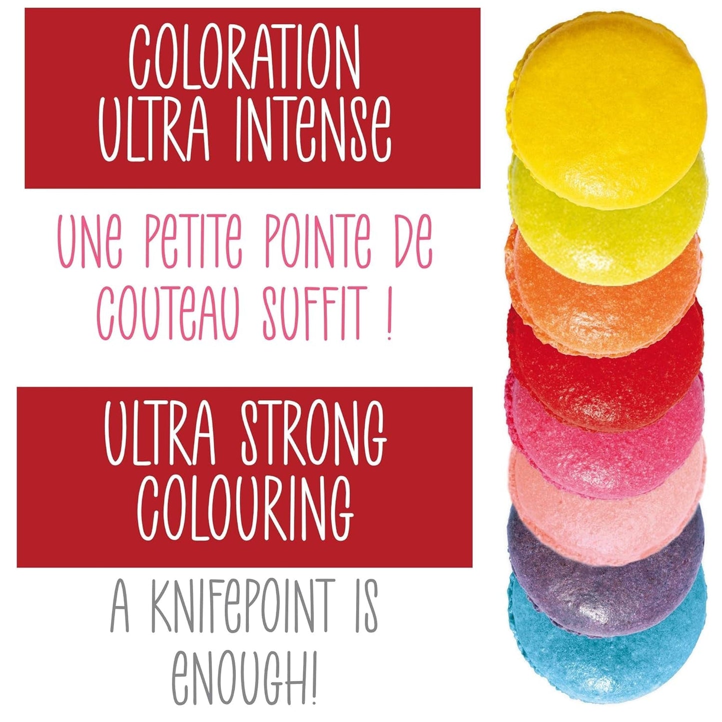 Scrapcooking - Set med 9 pulveriserade matfärger - blå, gul, rosa, lila, orange, limegrön, röd, pulverrosa, svart - ätbart färgpulver för kakor, muffins, macarons - 4270