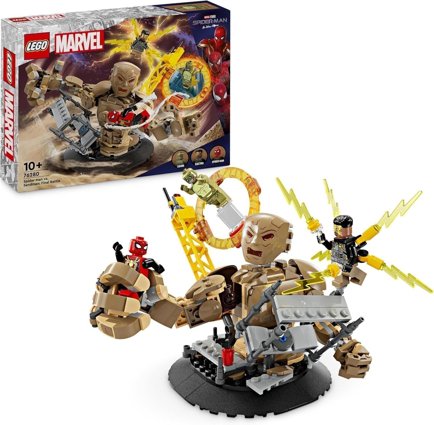 LEGO Marvel Spider-Man vs. Sandman: Showdown Superhjälteleksak med figurer inklusive ödla och elektrorollspel Byggleksak Gåva för actionentusiaster pojkar och flickor 76280 Byggset Besuche den LEGO-Store Singel