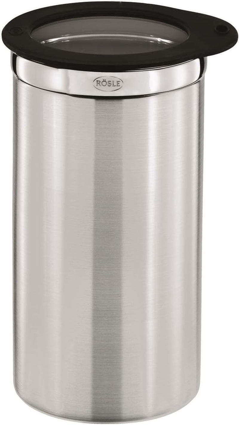 RÖSLE kaffelåda med lock, rostfritt stål 18/10, 10 cm & kaffemått, högkvalitativ kaffesked för enkel dosering av malet kaffe, rostfritt stål 18/10, 17 x 3,7 x 2,7 cm, silver Matförvaringslådor Naty Shop