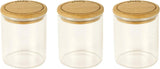 Set med 3 fyrkantiga glasbehållare med bambulock-800ml, borosilikatglas, bambu, silikon, naturlig, 11 x 11 x 11 cm Matförvaringslådor Naty Shop Set med 3 Boîtes À Épices -180Ml