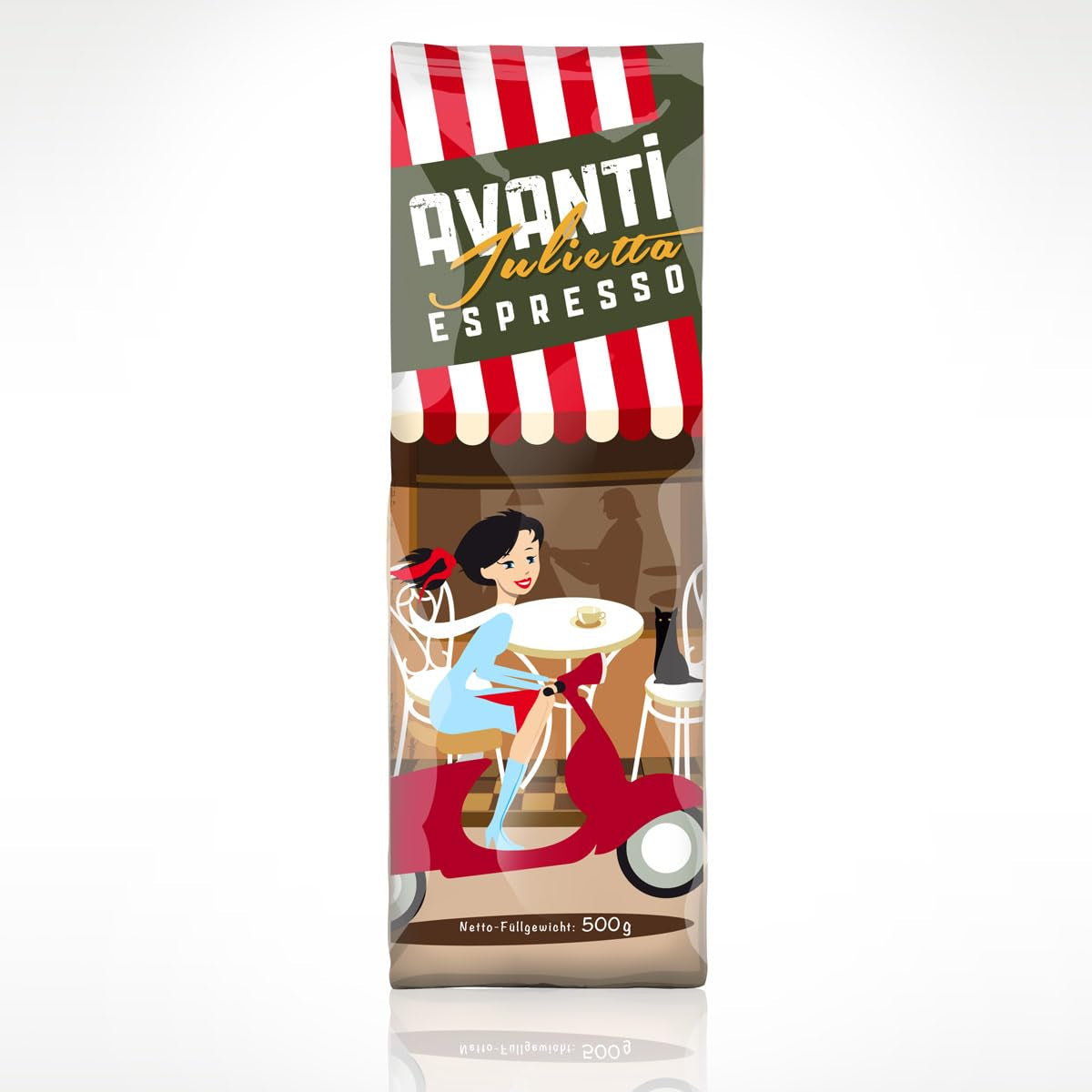 AVANTI Julietta Espresso kaffebönor, 500g, 70% Arabica 30% Robusta, traditionell trumrostning