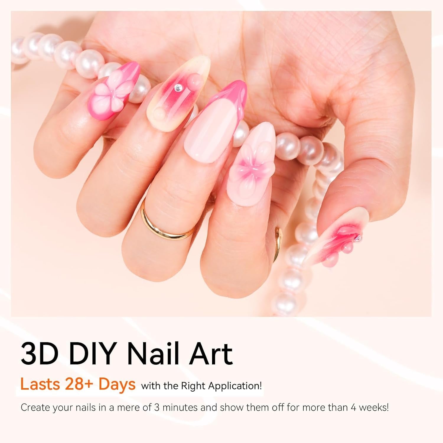 Makartt 3D Nail Art Gel - Rhinestone Glue Gel 15G för Nagelnyckelringar, Multifunktionell Nail Sculpture Gel för DIY Nail Design, Nail Sculpture Nagelmodellering hemma (Transparent)