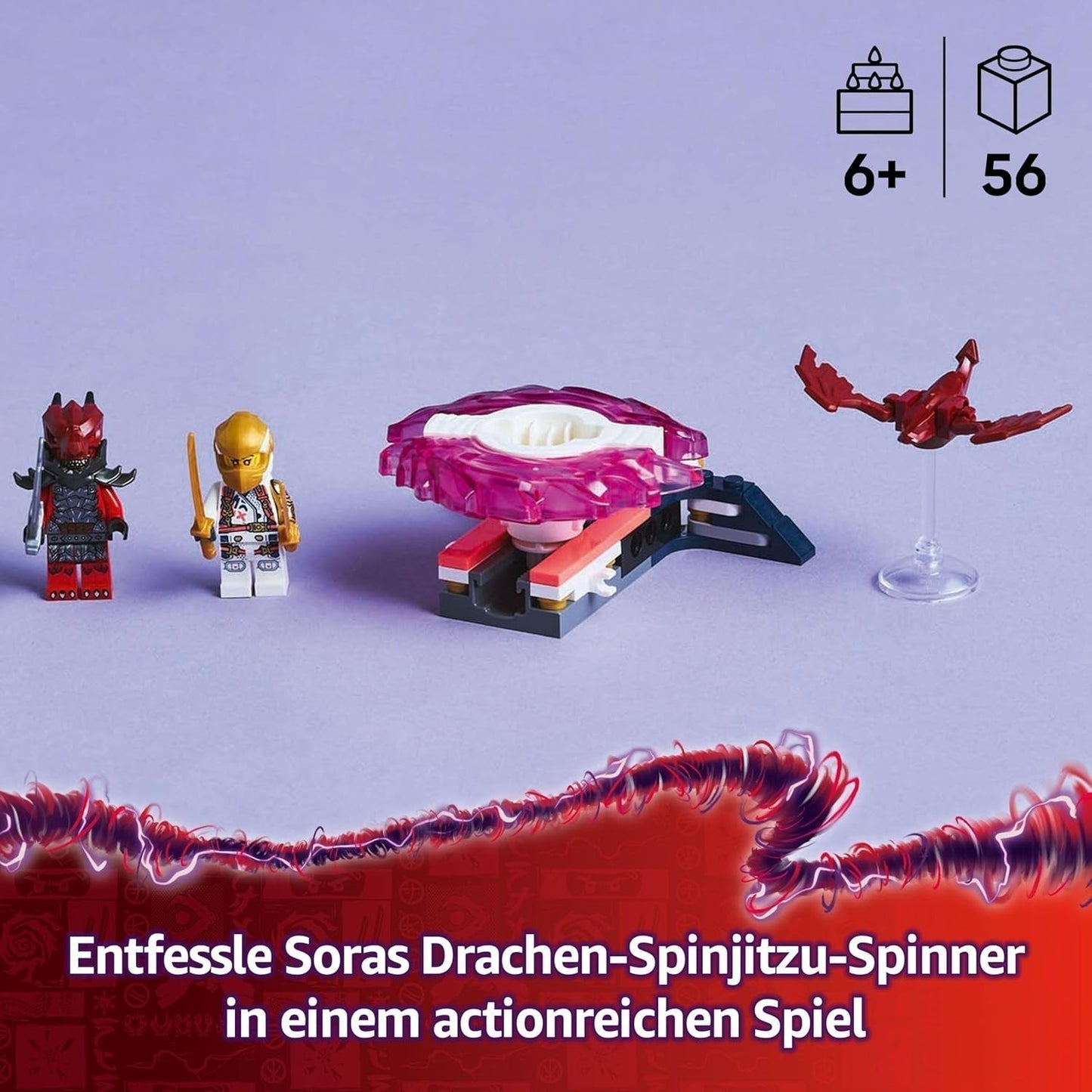 LEGO NINJAGO Soras Dragon Spinjitzu Spinner - Action Ninja Toy med 2 minifigurer - Litet lekset för barn - Presentidé för pojkar och flickor 6 år gamla 71824 Byggset Besuche den LEGO-Store