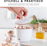 Römertopf Fresh Pot MINI 0,6 liter - Keramisk vitlökskruka - Andningsbar lera håller grönsaker fräscha längre - Idealisk luftcirkulation - Vita matförvaringslådor Naty Shop