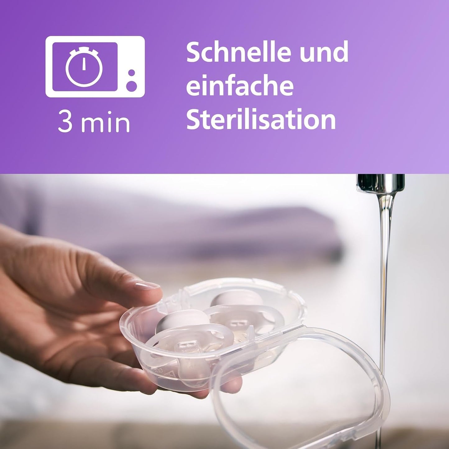 Philips AVENT Ultra Start nattnapp, ortodontisk napp för nyfödda, Glow in the Dark, BPA-fri, med steriliseringsbehållare, Twin Pack, Moon, Star, SCF075/07