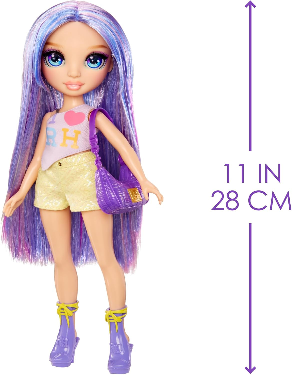 Rainbow High My Fashion Style Doll - Lila - 28cm Lila modedocka med snygg outfit och snygg väska, för lek, posering, insamling, för barn 4-12 år