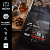 KING'S COFFEE - BLACK EDITION - 1 kg Intense Cream Coffee Beans - Low Acidity Coffee - Small Batch Roast från Italien - Starka Arabica Espressobönor (blandning) för helautomatiska och portafiltermaskiner