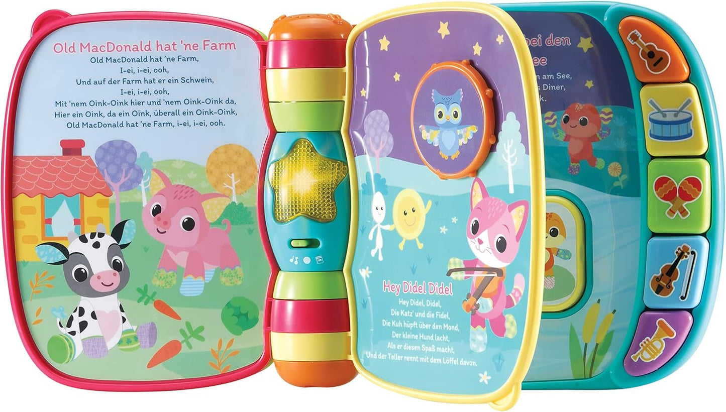 VTech Baby Adventure Play Table - Färgglatt lekbord för bebisar med 6 spelplaner och interaktiva element & Baby My First Song Book 6-sidig färgglad bok och rörliga element för lek Bebe Toys Naty Shop