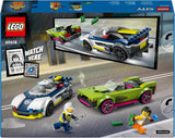 LEGO City Car Chase med polisbil och muskelbil, leksakståg med 2 racerbilar, polispresent för barn, pojkar och flickor från 6 år, set med polis och minifigurer Ganovin 60415 Byggset Besuche den LEGO-Store