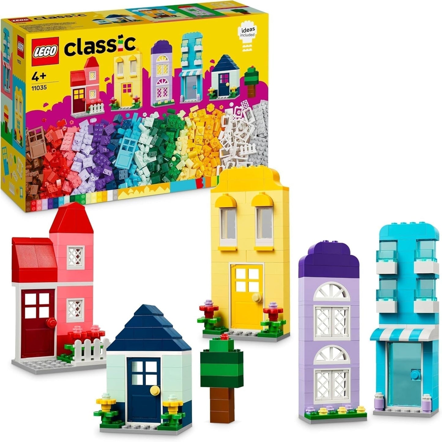 LEGO Classic Creative Houses Byggklossar för barn 850 klossar Byggleksak Husbyggleksak med tillbehör Present för pojkar och flickor 4 år gamla 11035 Byggset Besuche den LEGO-Store Singel