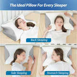HOMCA nackkudde Memory Foam ortopedisk kudde 2 i 1 nackstödskudde med 3D kylfodral Ergonomisk sovkudde för rygg, sida och magsömmar Grå 60X13/11X40cm Cervikala ortopediska kuddar Naty Shop