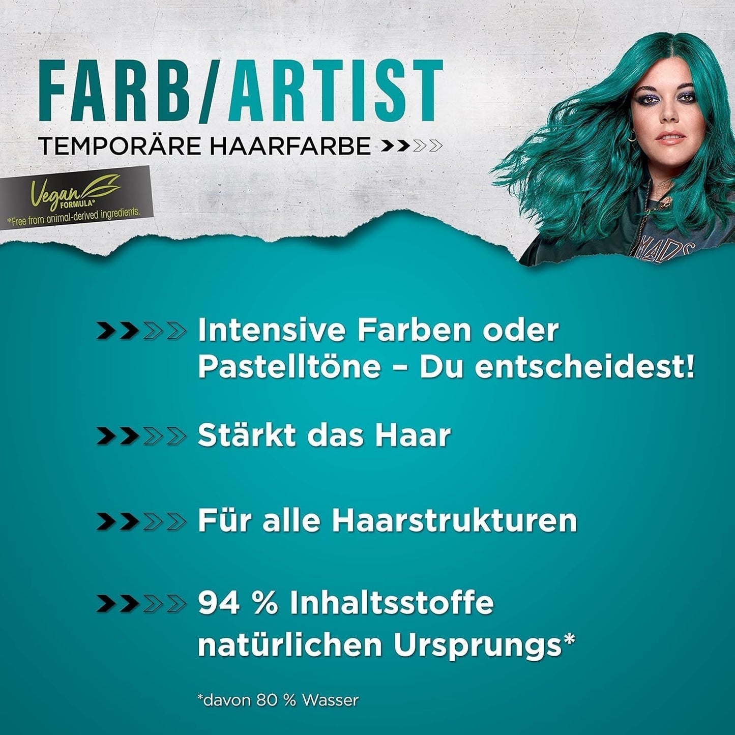 got2b Colour/Artist 097 Mermaid Green Level 2 (3x 80 ml), tillfällig hårfärgning får håret att glänsa i intensiva färger eller pastellfärger, hårfärgning håller 12-15 tvättar, vegansk formel Hårfärgning Naty Shop