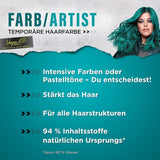 got2b Colour/Artist 097 Mermaid Green Level 2 (3x 80 ml), tillfällig hårfärgning får håret att glänsa i intensiva färger eller pastellfärger, hårfärgning håller 12-15 tvättar, vegansk formel Hårfärgning Naty Shop