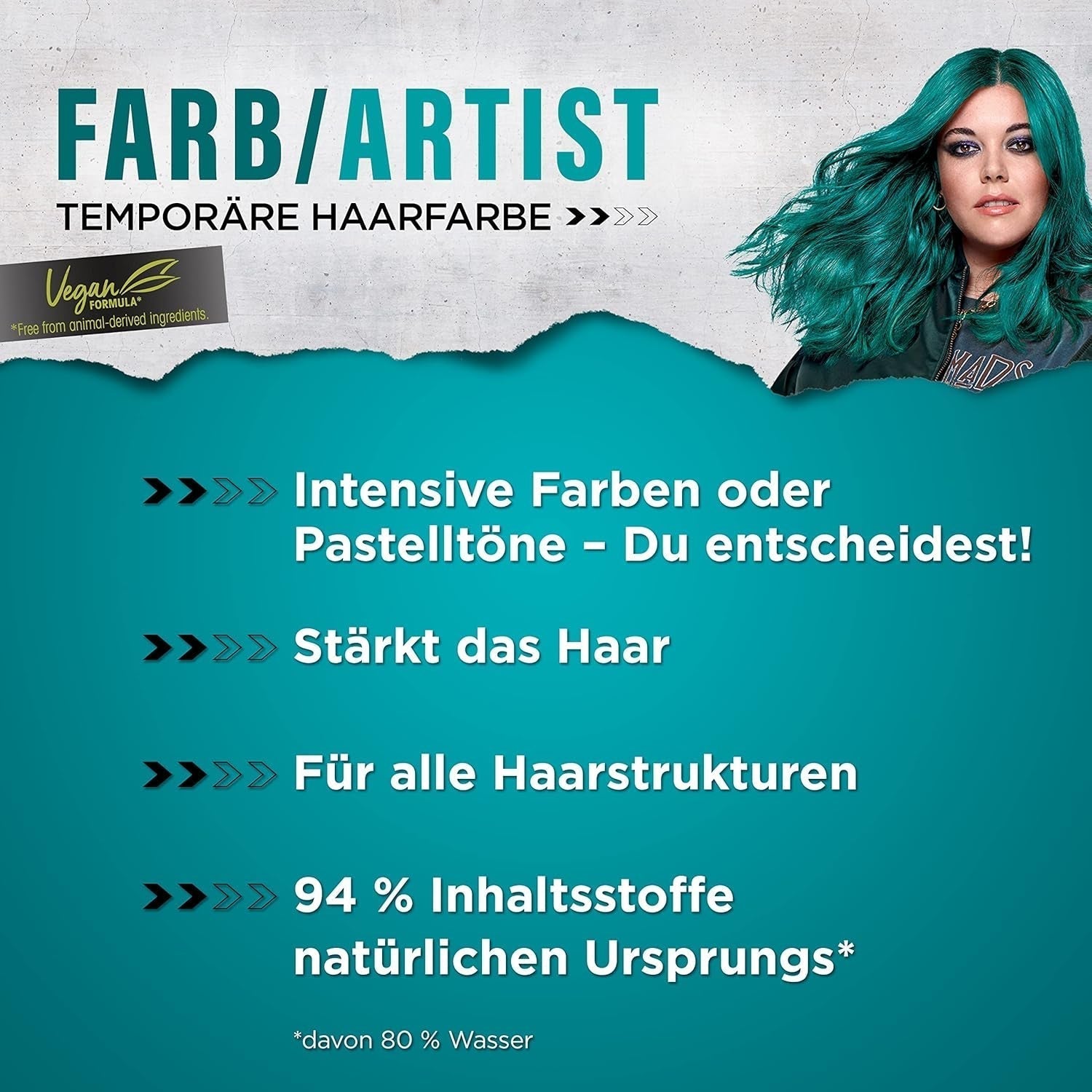 got2b Colour/Artist 097 Mermaid Green Level 2 (3x 80 ml), tillfällig hårfärgning får håret att glänsa i intensiva färger eller pastellfärger, hårfärgning håller 12-15 tvättar, vegansk formel Hårfärgning Naty Shop
