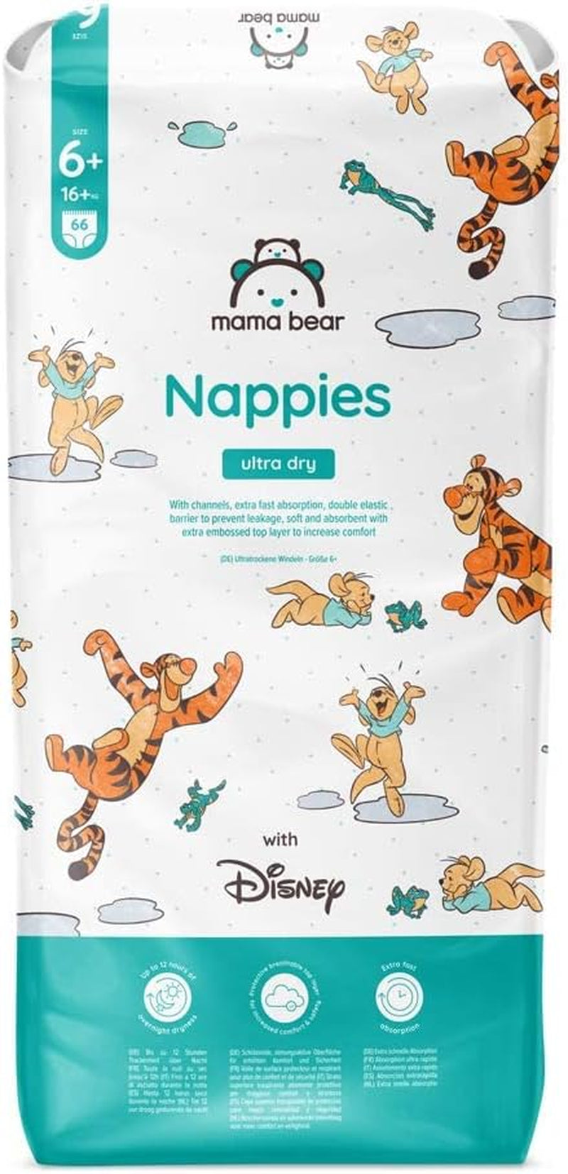 Amazon Märke: Mama Bear Disney Ultra Dry blöjor, storlek 3 (4-9 kg) - Månadslåda, vit, 172 count (2 förpackningar om 86)