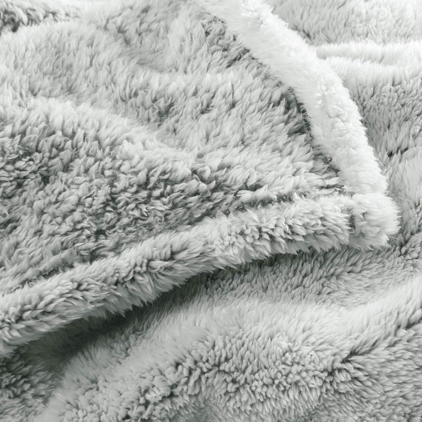 Aqua-Textil Fluffig mysig filt 150 X 200 Cm Grå Vit Melange Plysch TV-filt Överkast Sherpa Fleece Oeko-Tex Ottawa Sängar och filtar Besuche den aqua-textil-Store