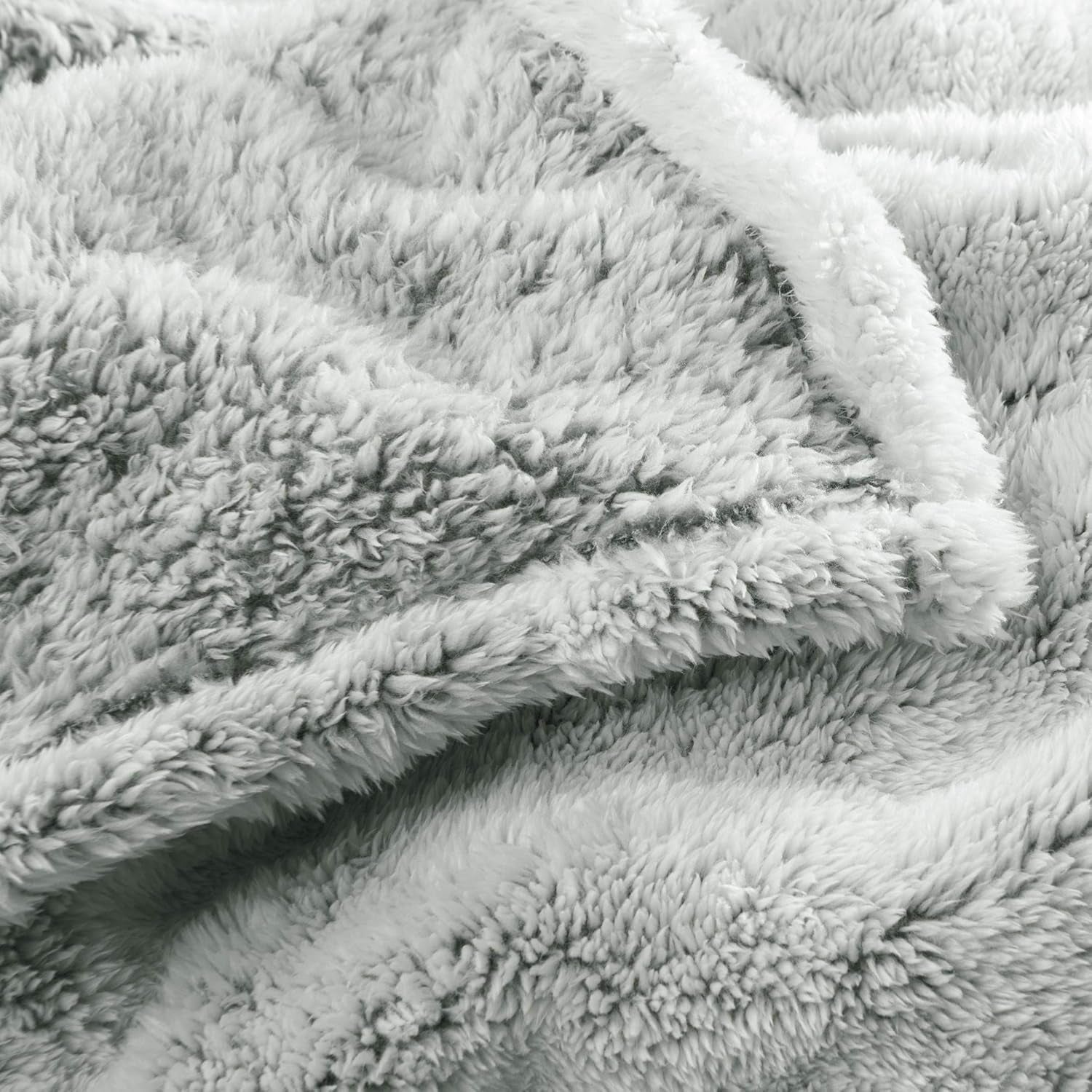 Aqua-Textil Fluffig mysig filt 150 X 200 Cm Grå Vit Melange Plysch TV-filt Överkast Sherpa Fleece Oeko-Tex Ottawa Sängar och filtar Besuche den aqua-textil-Store