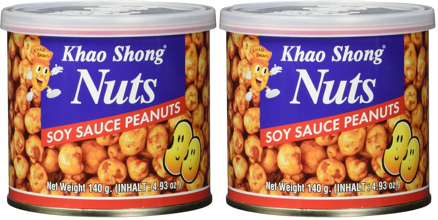Khao Shong Friterade gröna ärtor med wasabi, krispiga ärtor i en kryddig smet, ett fettsnålt alternativ till nötter, medelkryddigt, 1 140g burk | 140 g (1 förpackning)