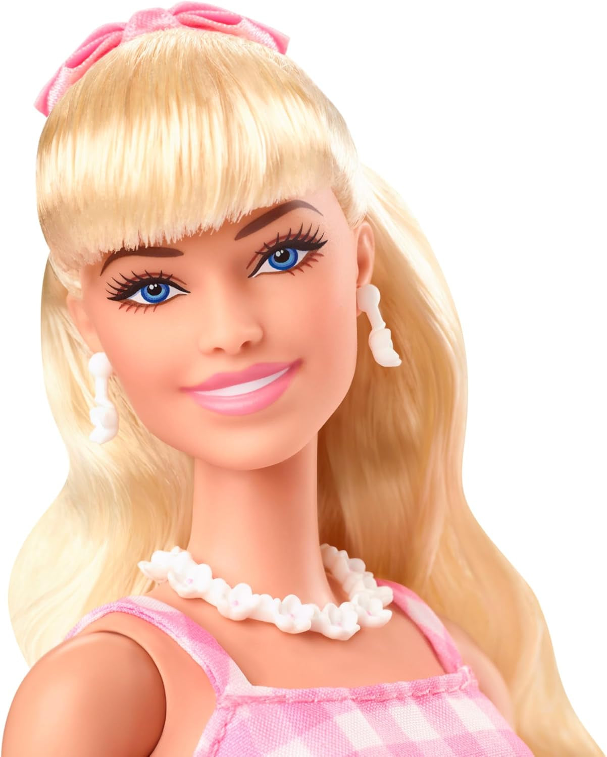 Barbie Doll Filmdockan i rosa och vit klänning och tusensköna halsband Margot Robbie Samlarleksak för 3 år HPJ96
