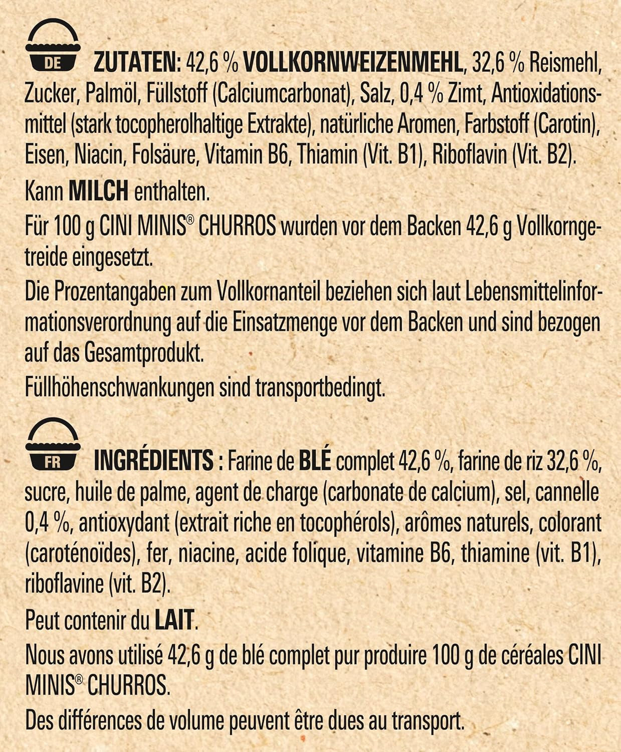 Frukostflingor Nestlé CINI MINIS Churros med 42 % fullkornsinnehåll, 6 st (6 x 900 g)