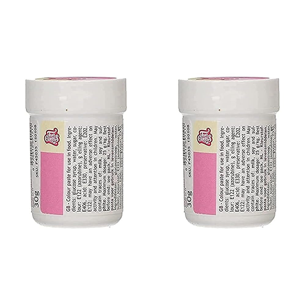 Koncentrerad matfärgning Funcakes Paste Färg Rosa; för deg, grädde, fondant, marsipan, deg, modellpasta och blompasta. Halal och kosher. 30 g