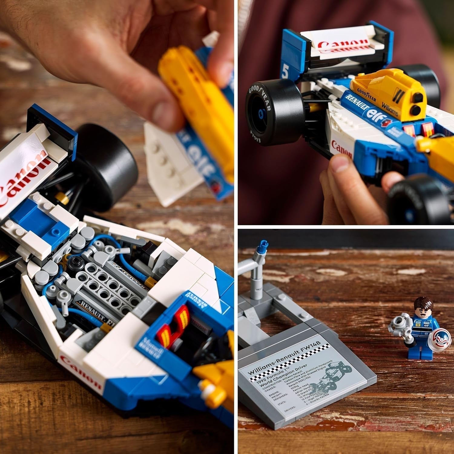 LEGO Icons Williams Racing FW14B med Nigel Mansell - F1 modellbilset med racerförares minifigurer att samla in - Skrivbordsdekoration med stativ - Present till vuxna och tonåringar Motorsportfans 10353 Byggset Besuche den LEGO-Store