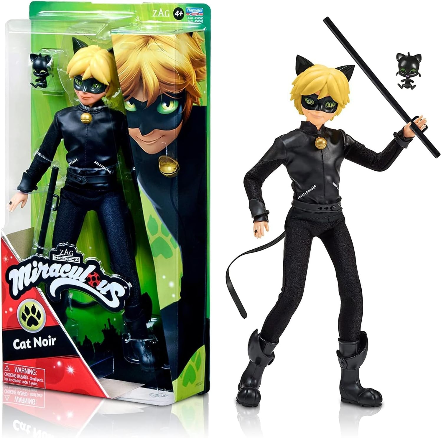 BANDAI - Miraculous Ladybug - 26 cm skyltdocka - Motan Noir - Officiellt licensierad Miraculous - Motan Noir Leddocka - Leksak för åldrarna 4 och uppåt - P50002