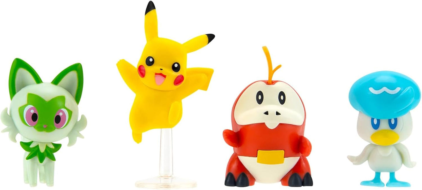 Pokémon PKW3402 - Battle Figure Multipack - 4-pack med Pikachu, Croc, Kwaks, Felori, officiella detaljerade figurer, 5 cm vardera Actionfigurer Naty Shop Standardtitel