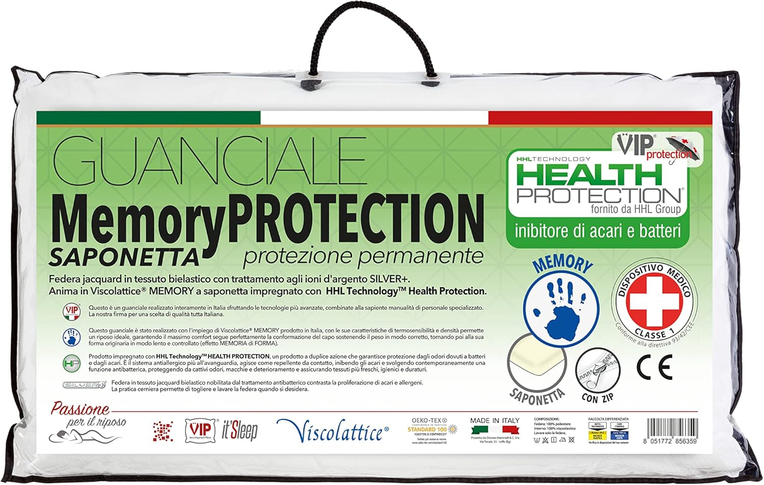 vip Mycket viktig kudde V.I.P. Made In Italy Medicinsk utrustning Memory Foam Kudde 48 X 78 X 12 cm Naty Shop Standardkuddar Standardtitel