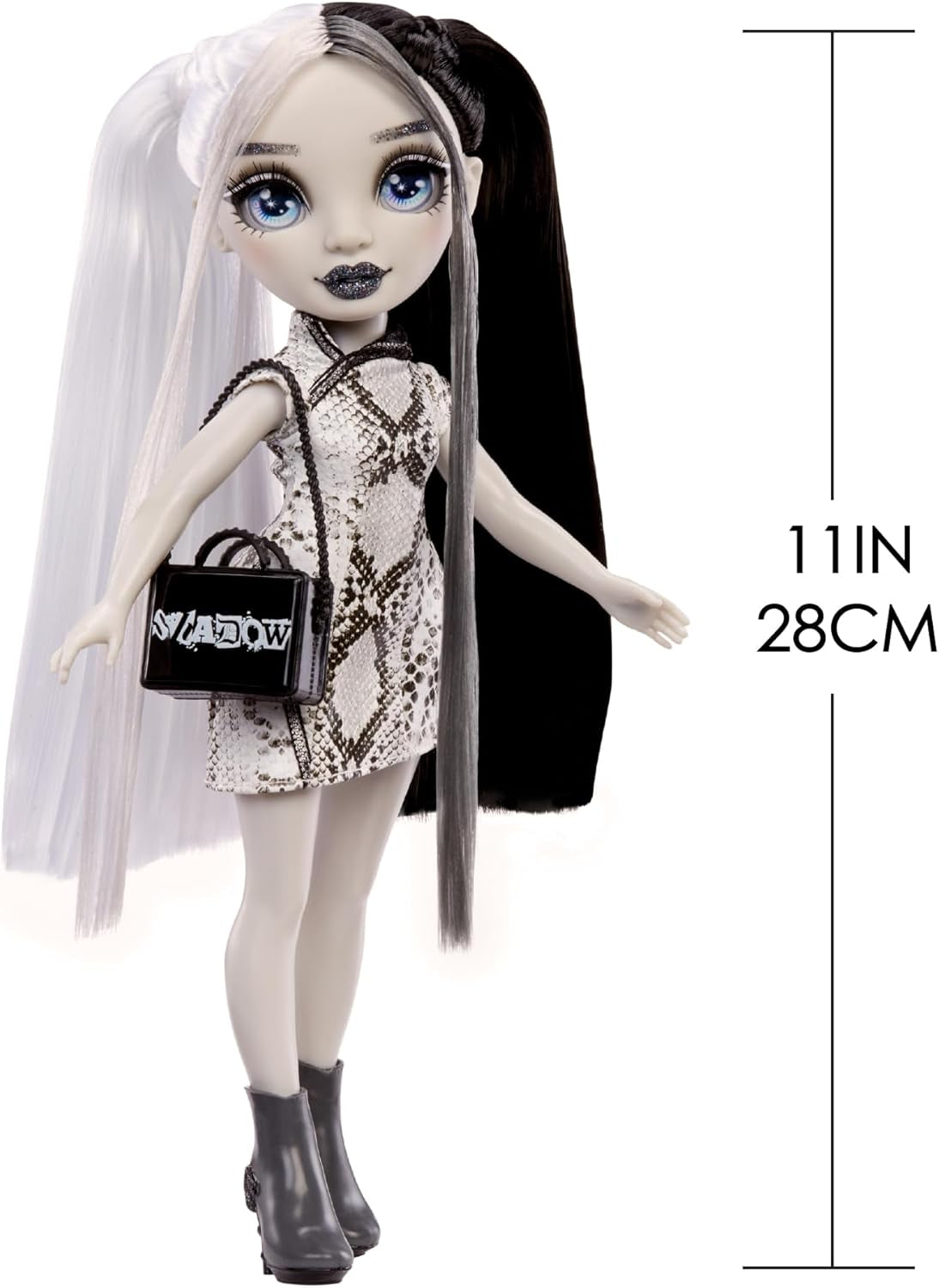 Rainbow High Shadow High Heather Grayson Doll - 28 cm i nyanser av grått, svart och vitt hår och outfit, snygg väska, söt present till barn 4-10 år