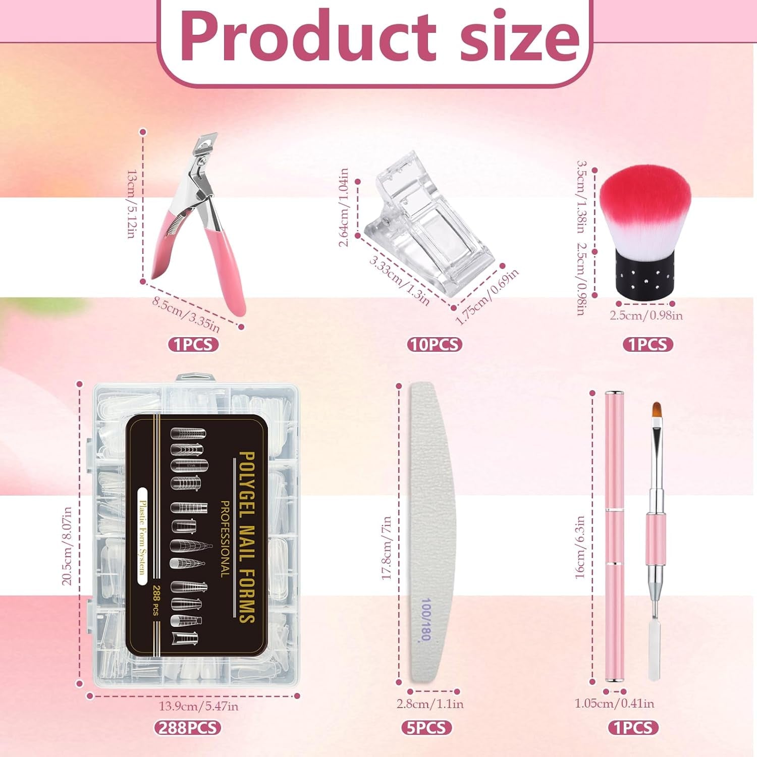 288 Dual Nail Forms Set, Dual Shape Nail Art Set, 12 Nail Extension Forms, Gel Nail Forms, Lämplig för nybörjare och manikyrister
