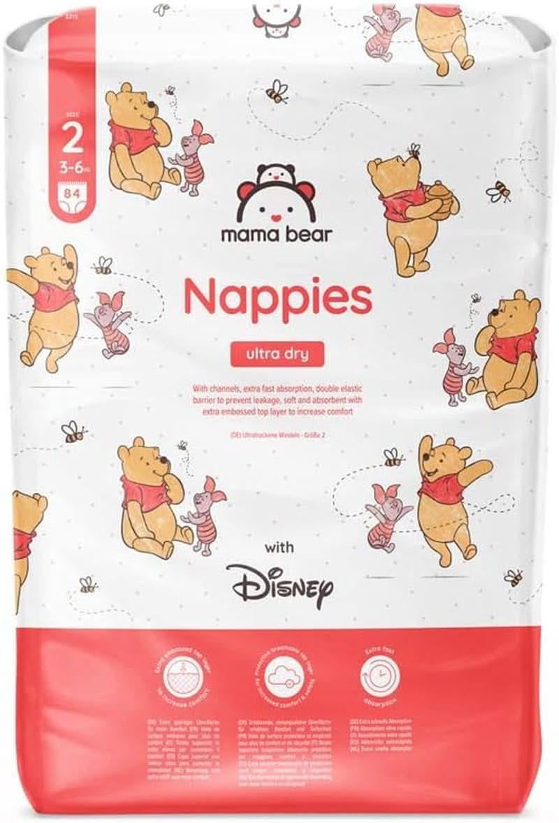 Mama Bear Disney Ultra Dry blöjor storlek 4 (8-14 kg), vit, 84 stycken (1 förpackning) Naty Shop storlek 2 (3-6 kg) Enkelpack
