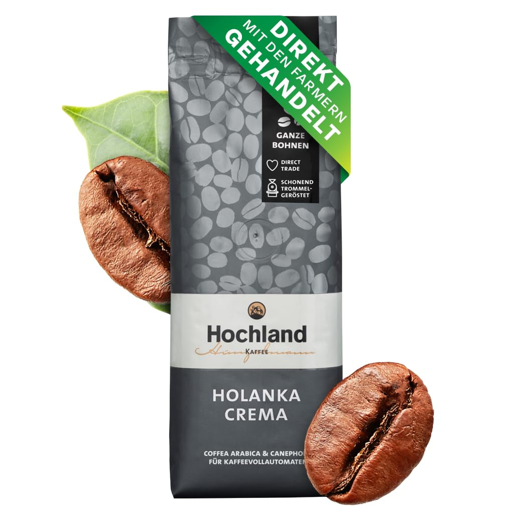 Hochland Kaffee - Holanka Crema - 250g Kaffeebohnen - Hållbar direktförsäljning - Perfekt för helautomatiska maskiner och Siebträger - Mildare aromatisk smak - Bästa kvalitet från Peru