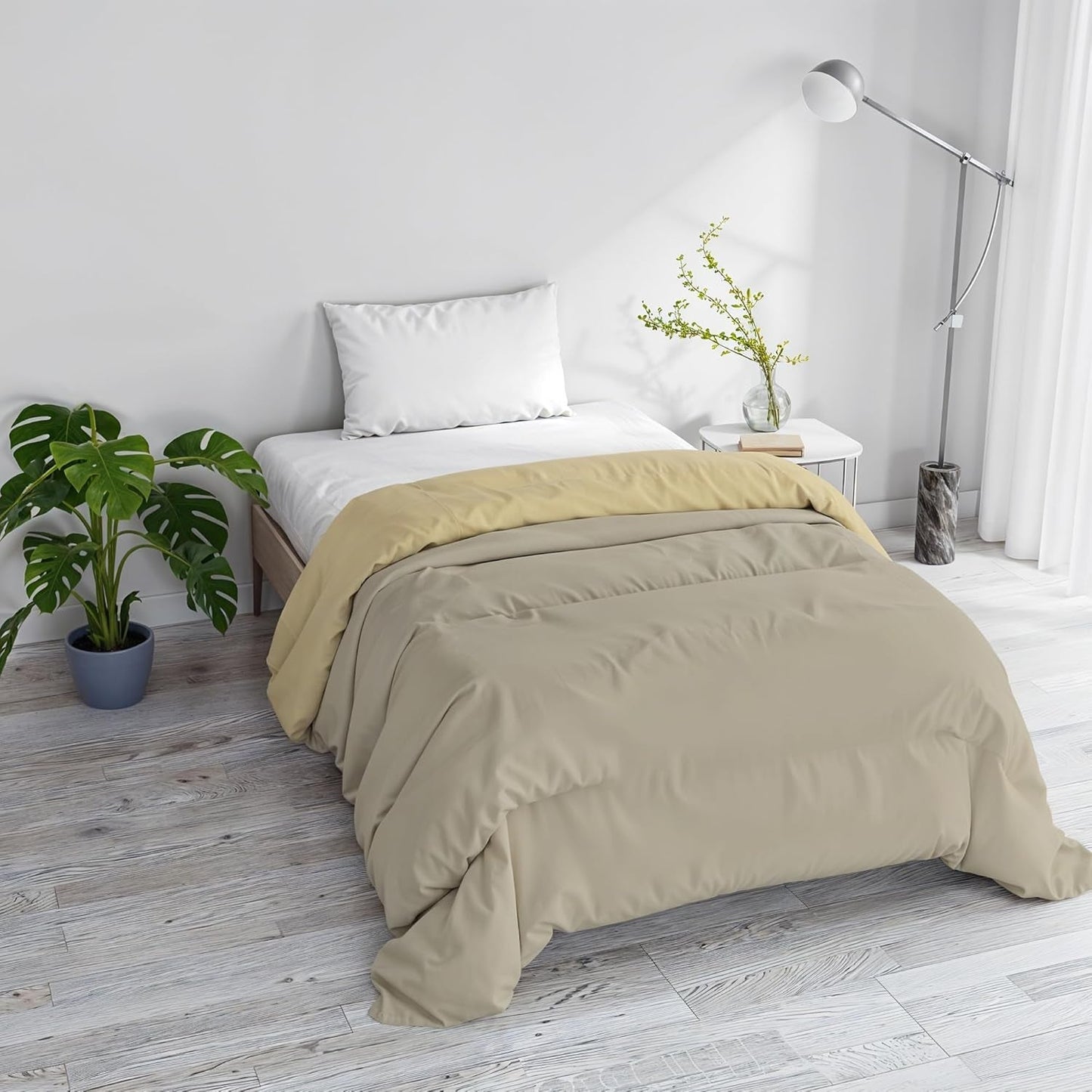 Grundläggande vinterfilt, enfärgat och fodrat, mörkgrön/kräm, 200X245Cm Naty Shop Täcken och täcken Taupe/creme 160X245Cm