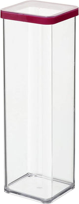 Rotho Loftset med 5 förvaringsburkar med lock Olika storlekar Matplast (PP) BPA-fri Transparent/Röd (21,4 x 21,4 x 23,5 cm) Matförvaringslådor Naty Shop 2 L Square